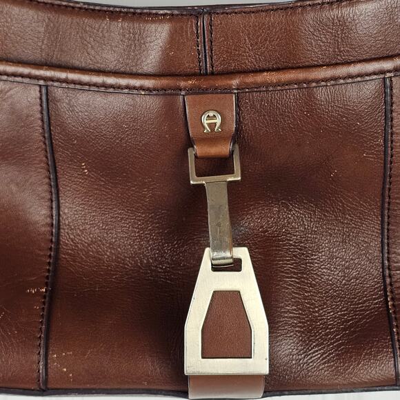 VTG Etienne Aigner brown leather handbag purse multi pockets - Picture 4 of 16